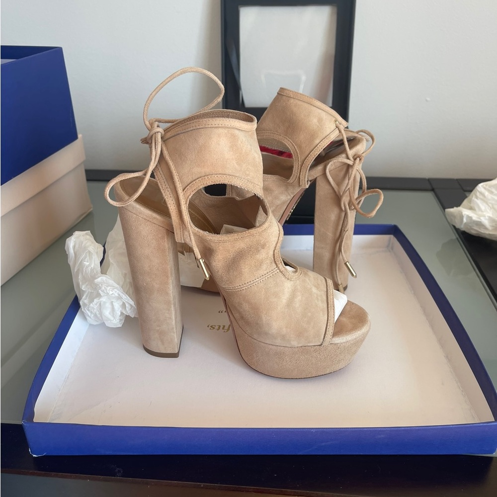 Aquazzura Firenze shoes Sexy thing plateau nude suede 35.5